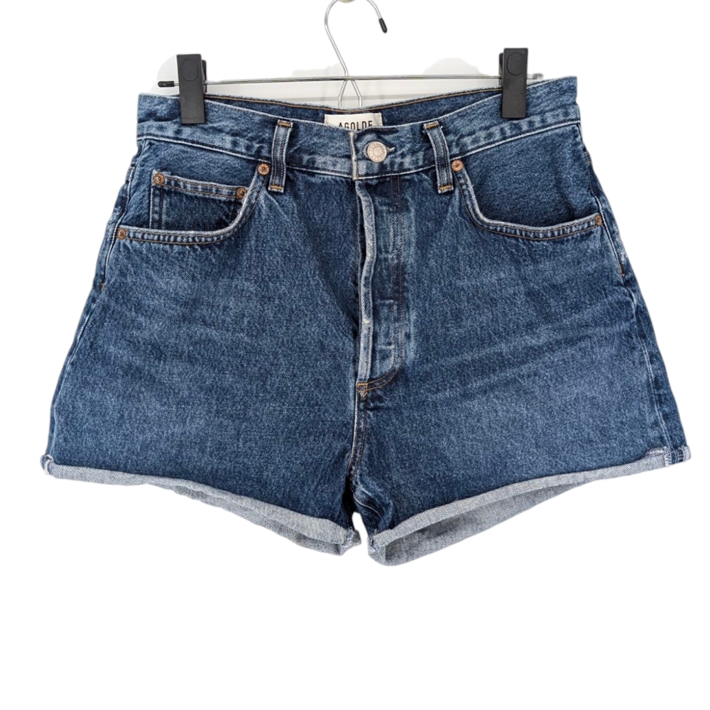 Agolde Blue High-Rise Denim Jean Shorts